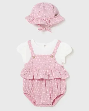 Pink Ikat Bubble & Hat Set
