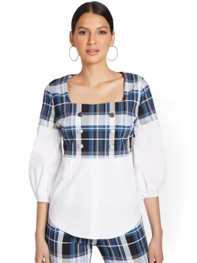 Plaid Twofer Tunic Top