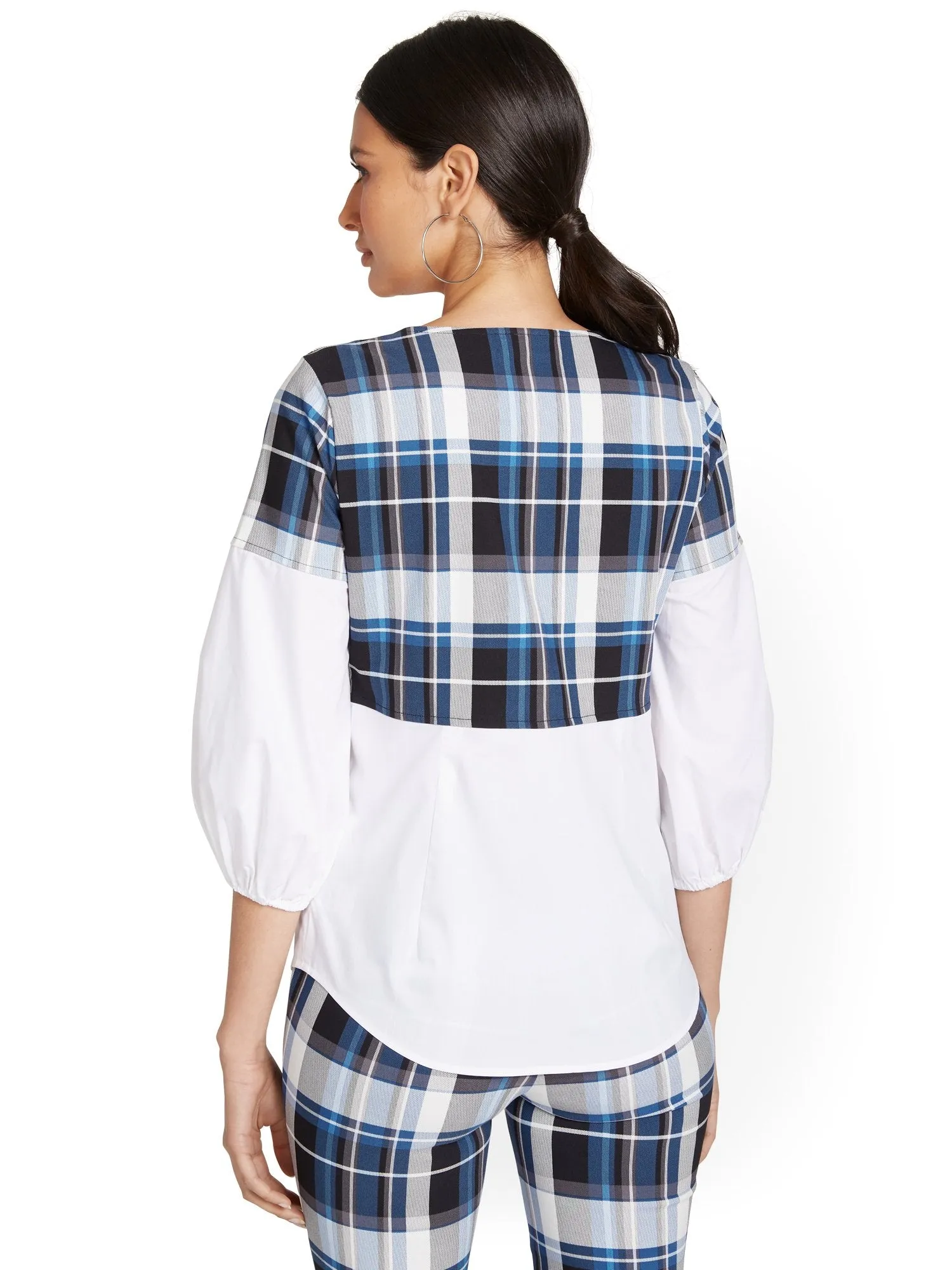 Plaid Twofer Tunic Top