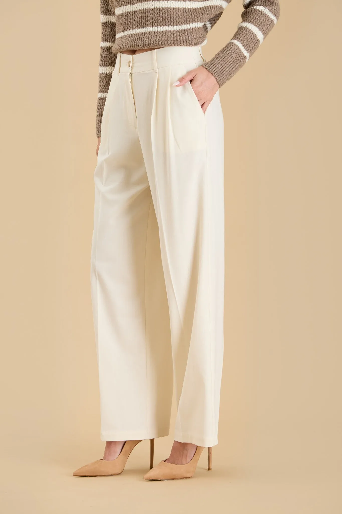 pleated high waist wide leg pants