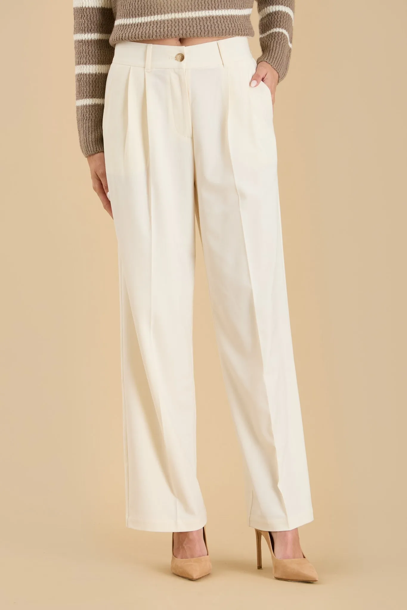 pleated high waist wide leg pants