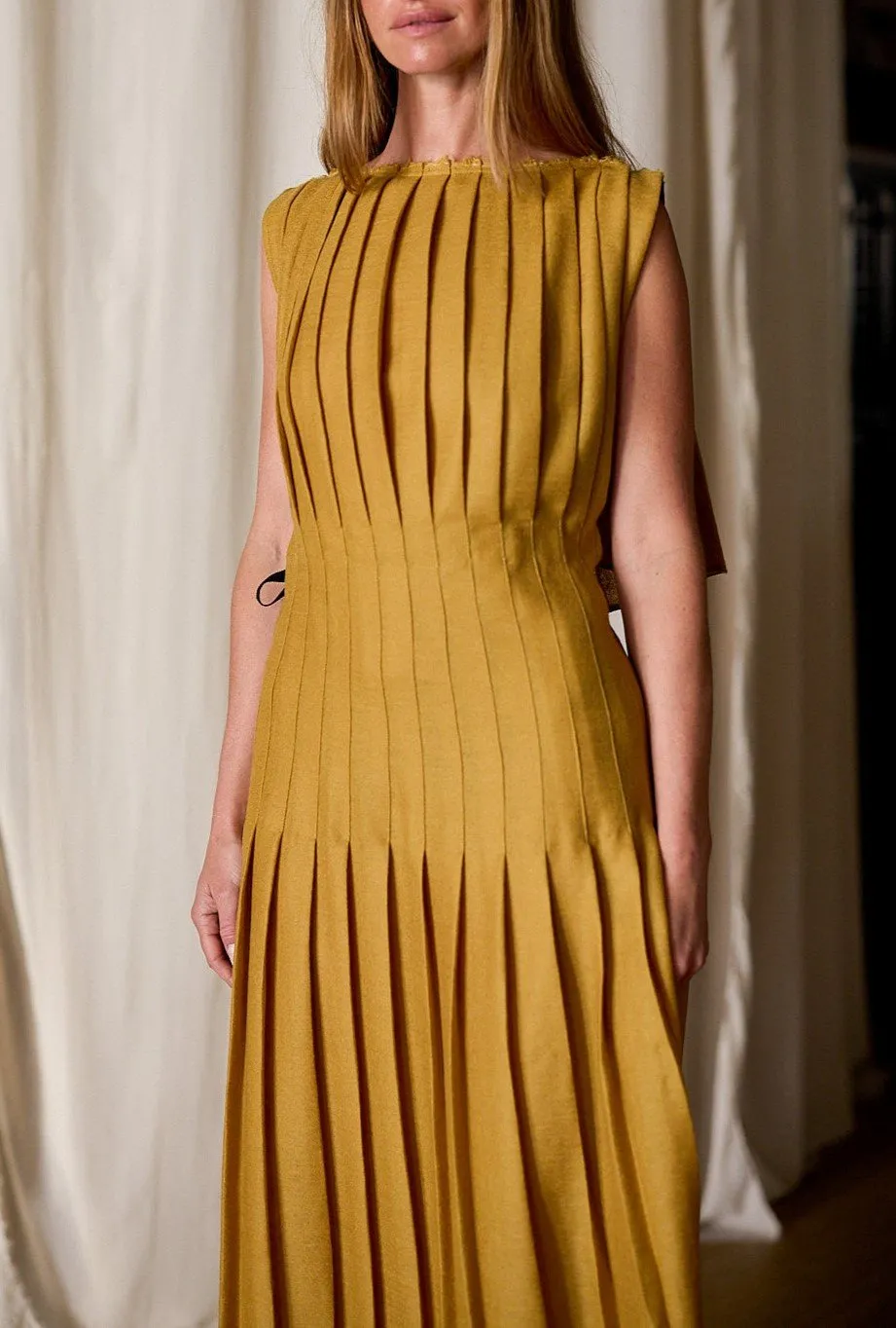 Pleated Open Back Maxi Dress