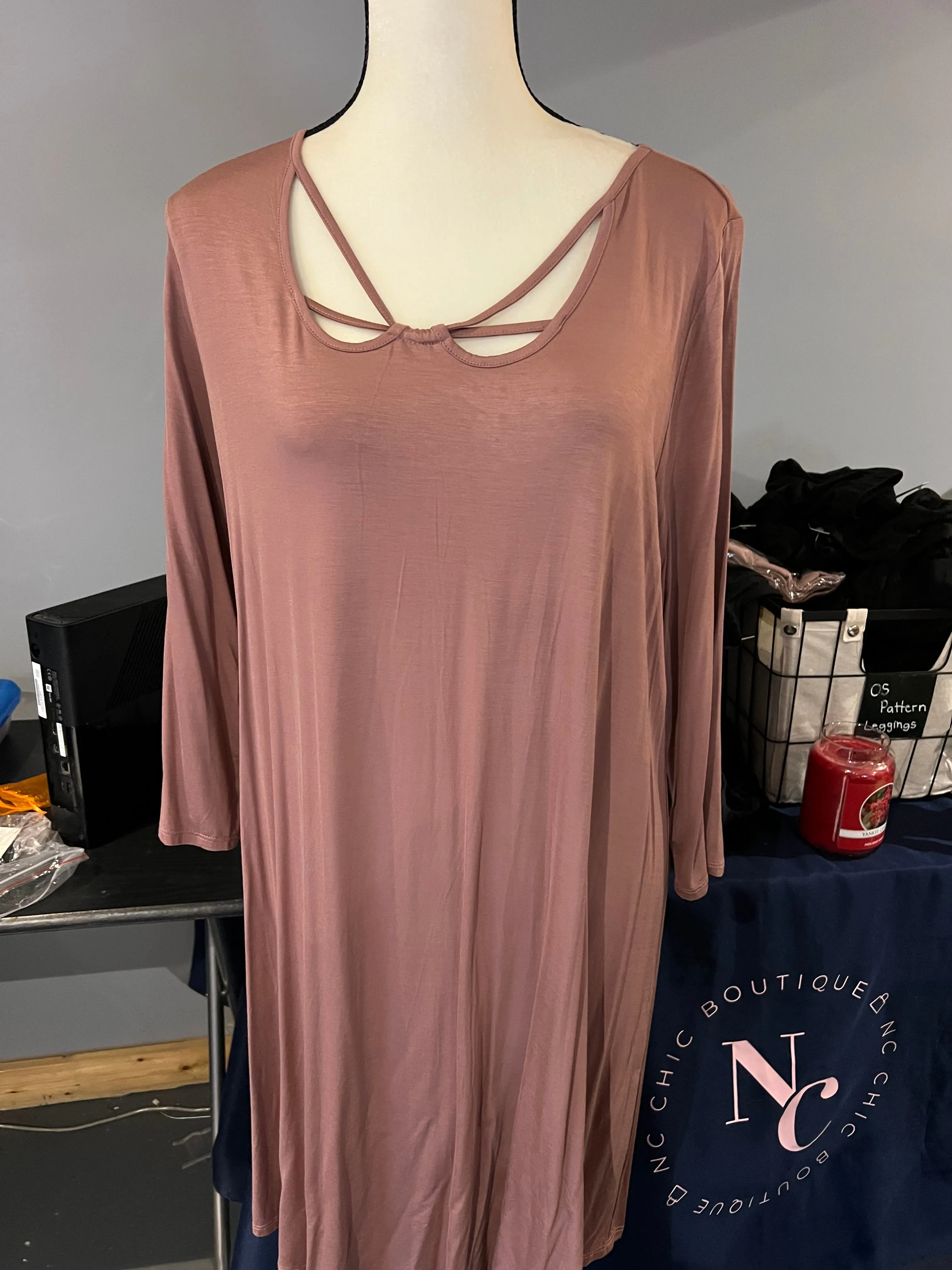 Plus Mauve Criss Cross Tunic