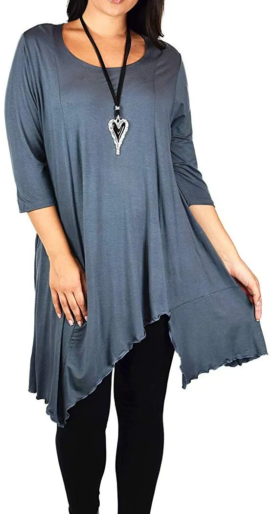 Plus Size Tunic, Full figured tunic, Summer Tunic,  Asymmetrical Tunic, Long Tunic, Designer Tunic, Women Tunic
