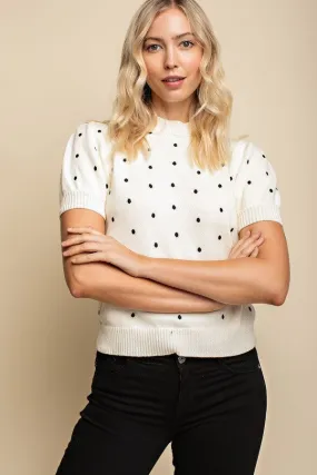 Polka Dot Top In Vanilla