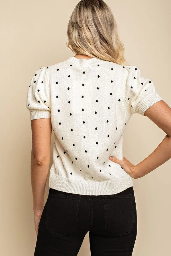Polka Dot Top In Vanilla
