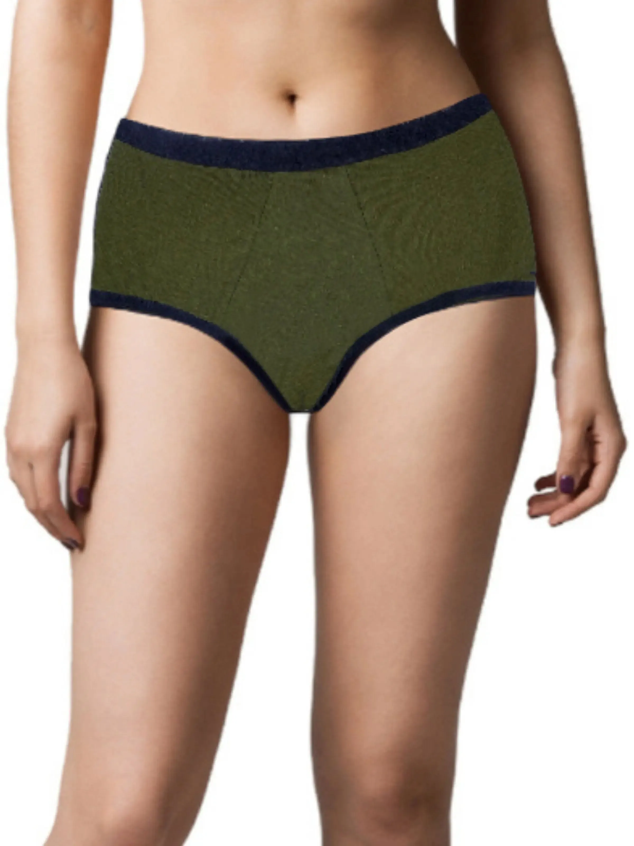 RASH FREE OLIVE GREEN PERIOD PANTIES | NO PAD NEEDED | LEAKPROOF | REUSABLE