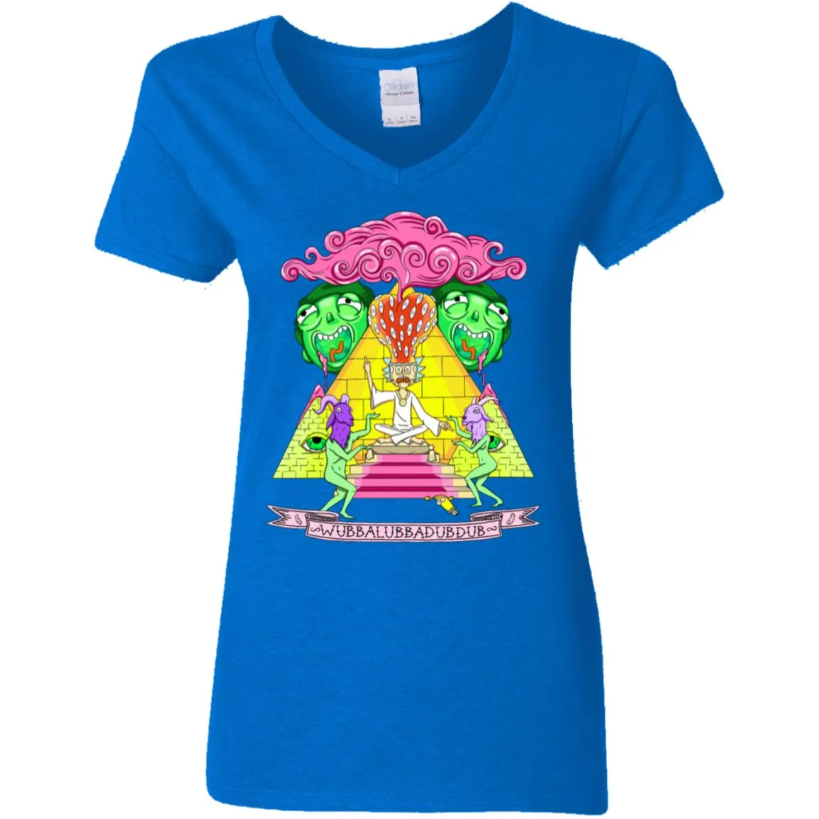 Rick And Morty Pyramid With Catchphrase Women V-Neck T-Shirt