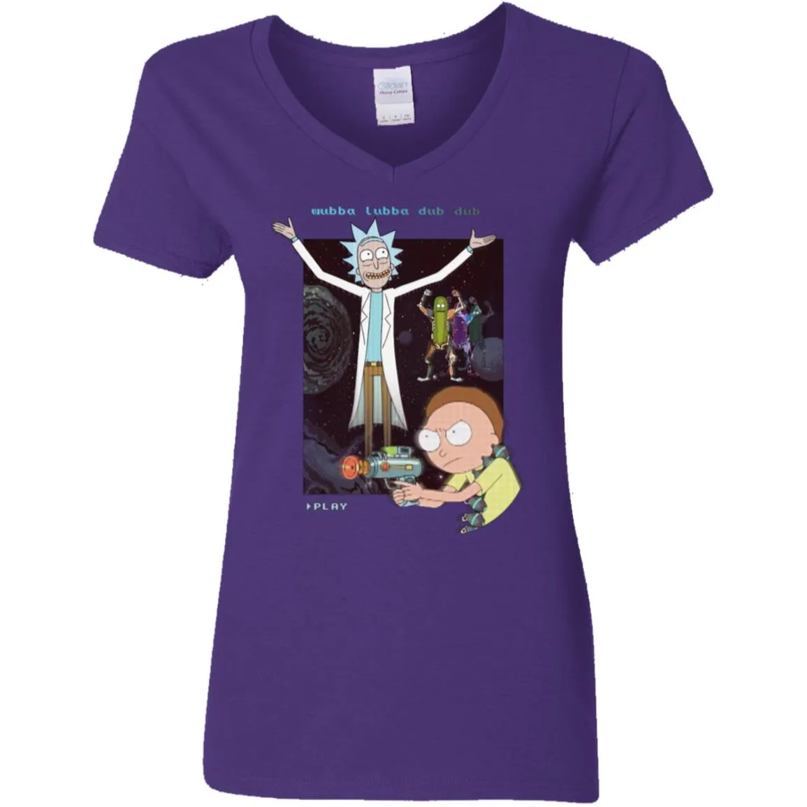 Rick And Morty Retro Video Game Women V-Neck T-Shirt