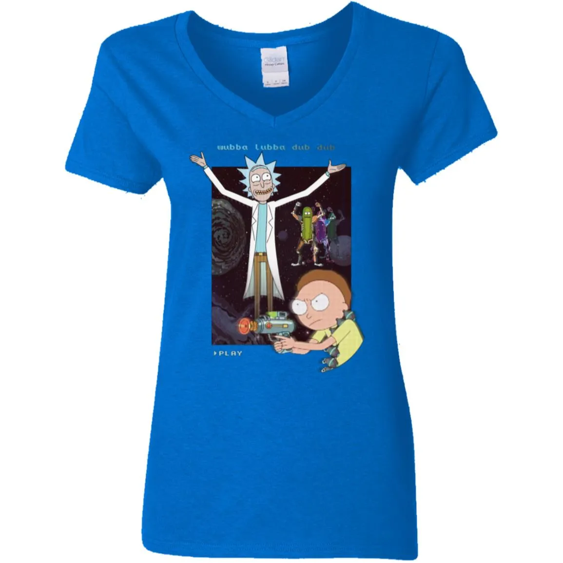 Rick And Morty Retro Video Game Women V-Neck T-Shirt
