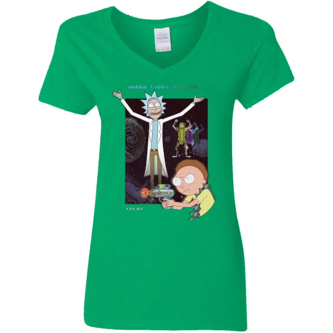 Rick And Morty Retro Video Game Women V-Neck T-Shirt