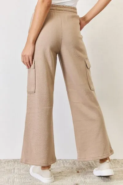 Risen High Waist Cargo Wide Leg Pants