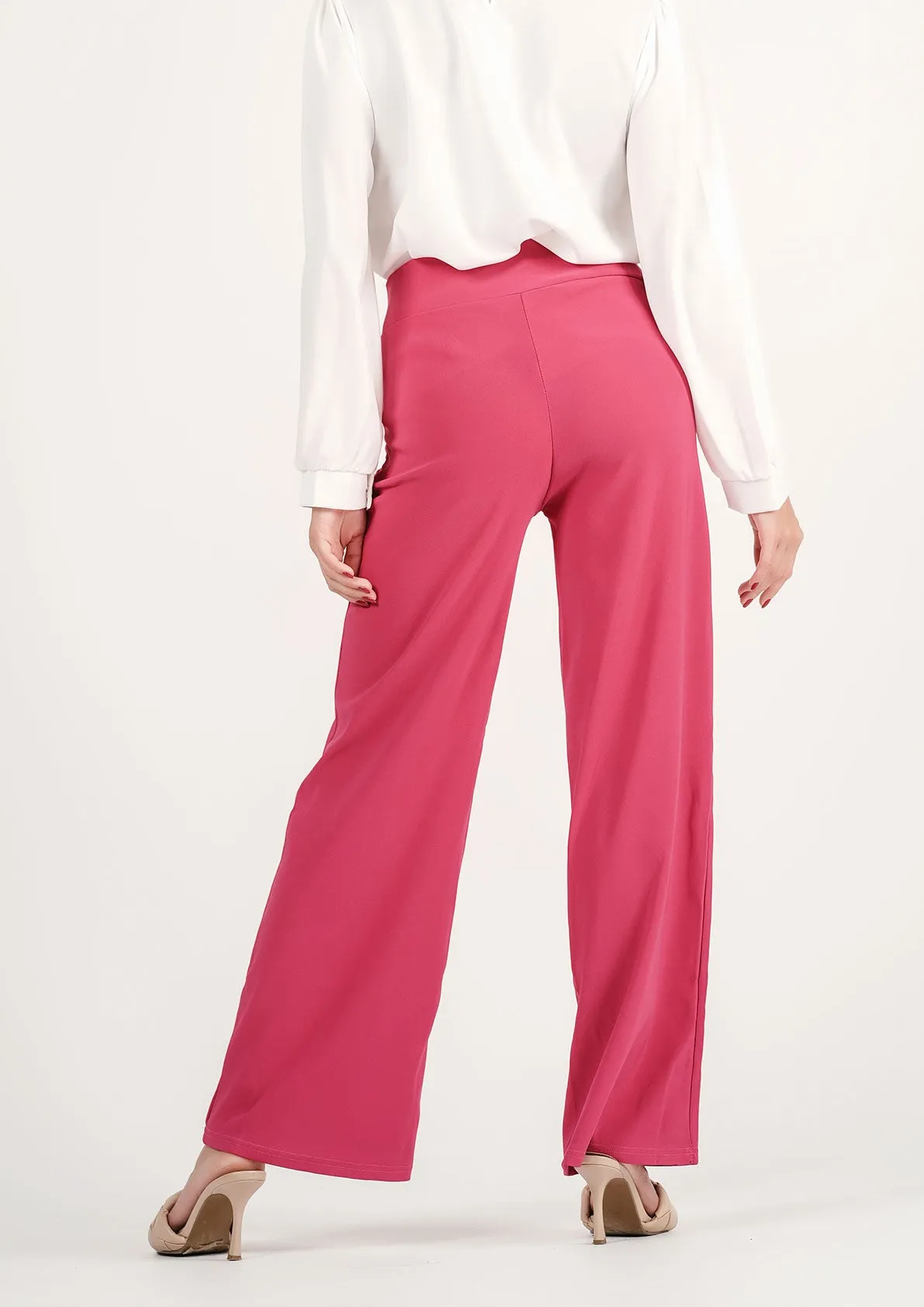 Rosy Radiance: Bold Berry Wide-Leg Trousers