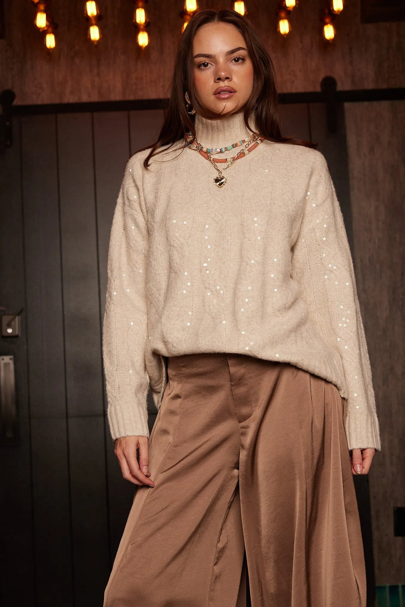 SALE - Spence Shimmer Detail Turtleneck Sweater