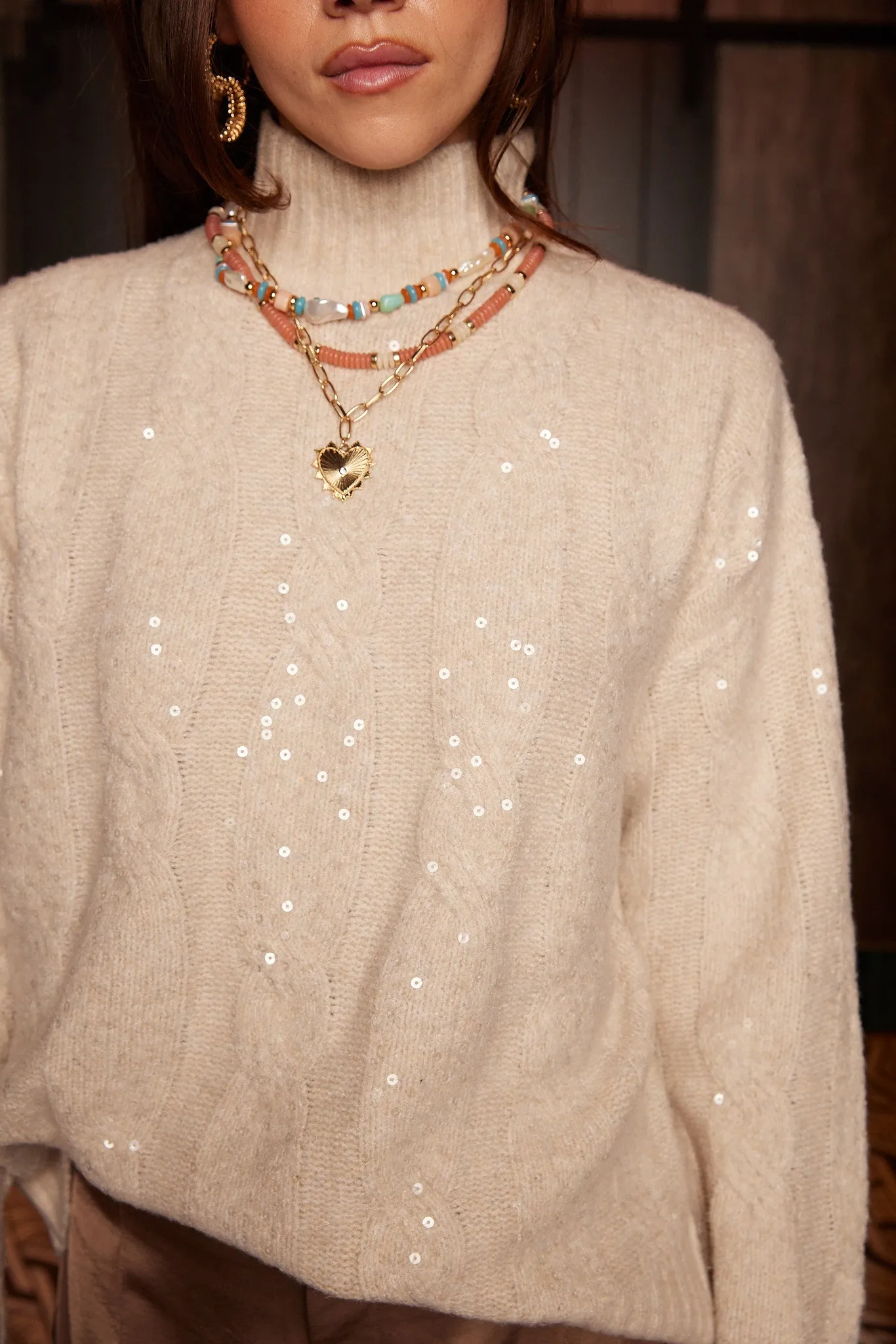 SALE - Spence Shimmer Detail Turtleneck Sweater