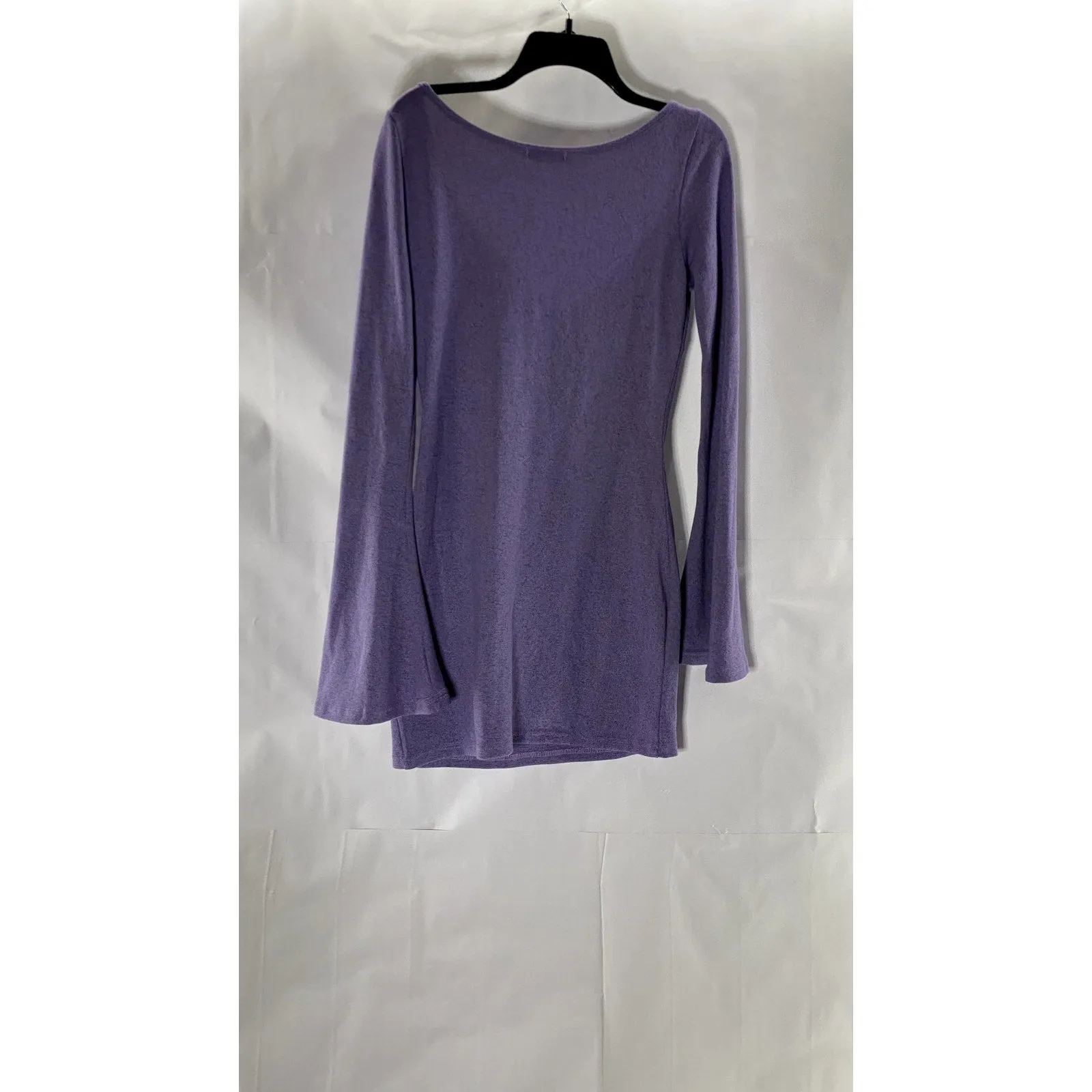 SHEIN Women's Purple V-Neck Twist-Front Long Flare Sleeve Knit Top SZ L