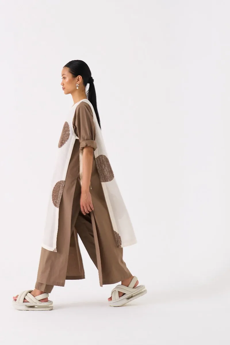 Side Tie Overlay Tunic Ivory