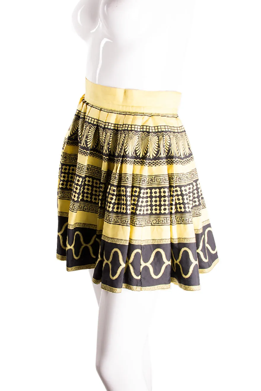Silk Greek Key Print Skirt
