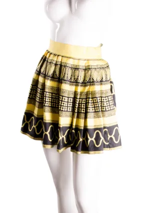 Silk Greek Key Print Skirt