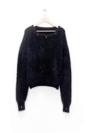 Slade Collection- Diamond Rivet Detailed Knitted Angora Yarn Over Sized Top