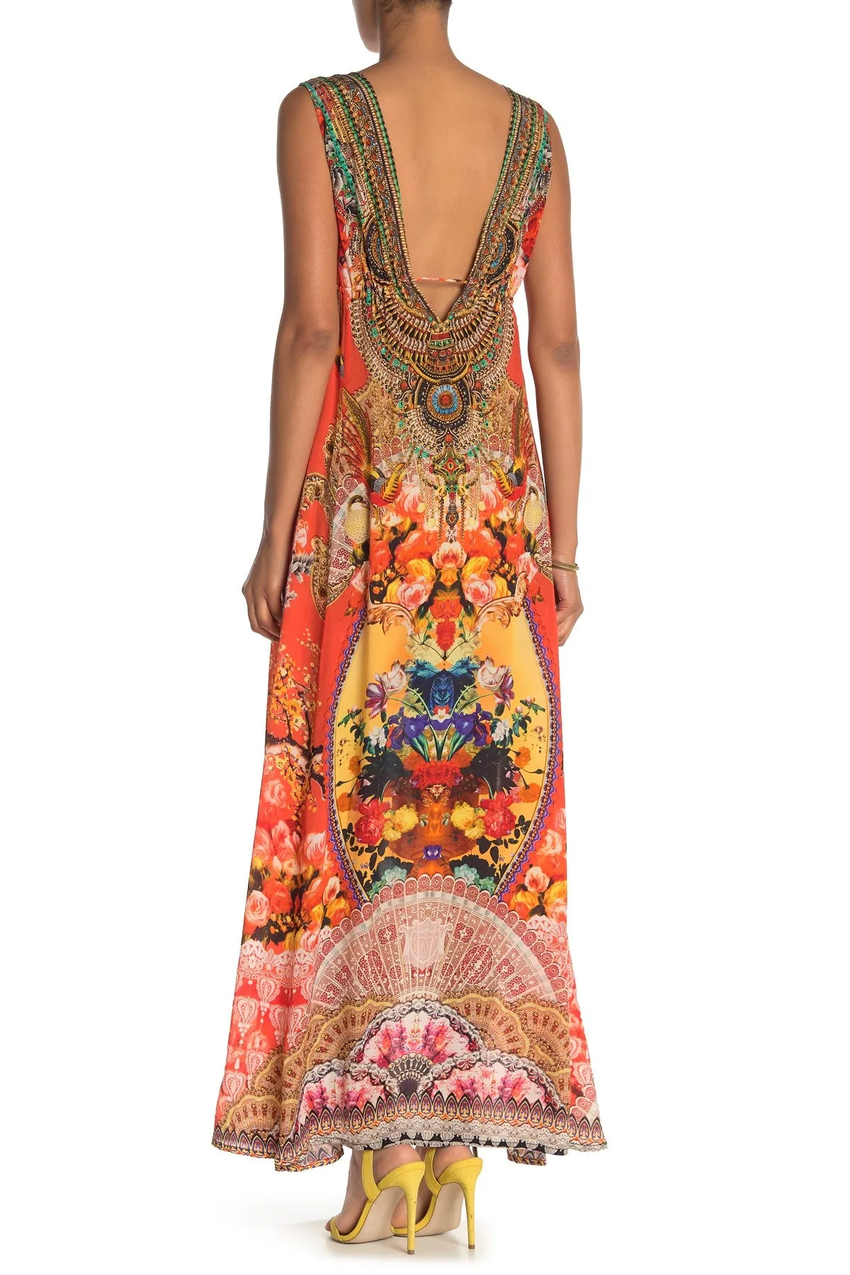 Sleeveless Orange Summer Maxi Dress