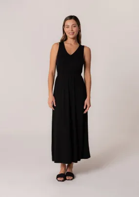Sleeveless V Neck Tie Back Cut Out Maxi Dress