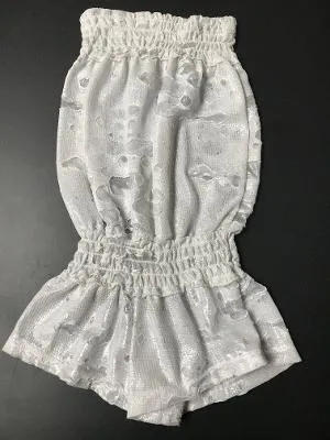 SMOCKED ROMPER WHITE SHIMMER CIRCLE