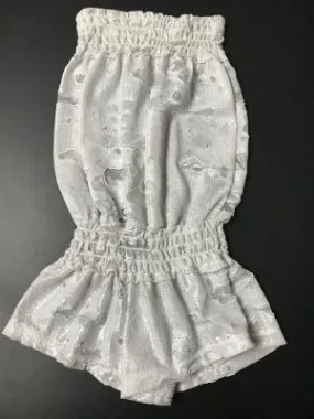 SMOCKED ROMPER WHITE SHIMMER CIRCLE