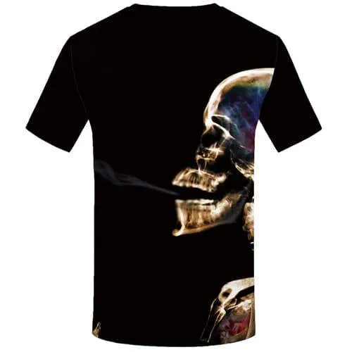 Smoking Monkey T-shirt Men Skull T-shirts 3d Skeleton Tshirts Cool Black Tshirts Casual Punk Rock T-shirts Graphic Short Sleeve