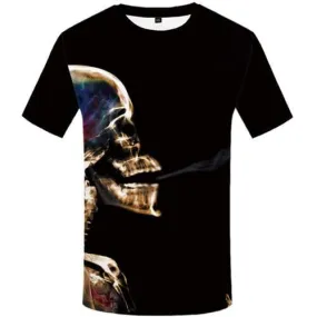 Smoking Monkey T-shirt Men Skull T-shirts 3d Skeleton Tshirts Cool Black Tshirts Casual Punk Rock T-shirts Graphic Short Sleeve