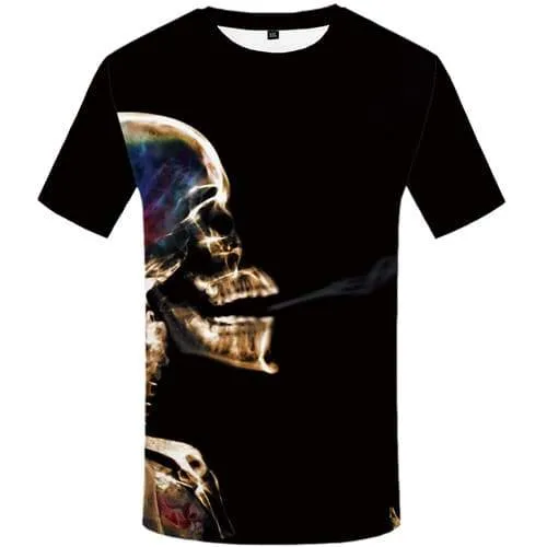 Smoking Monkey T-shirt Men Skull T-shirts 3d Skeleton Tshirts Cool Black Tshirts Casual Punk Rock T-shirts Graphic Short Sleeve