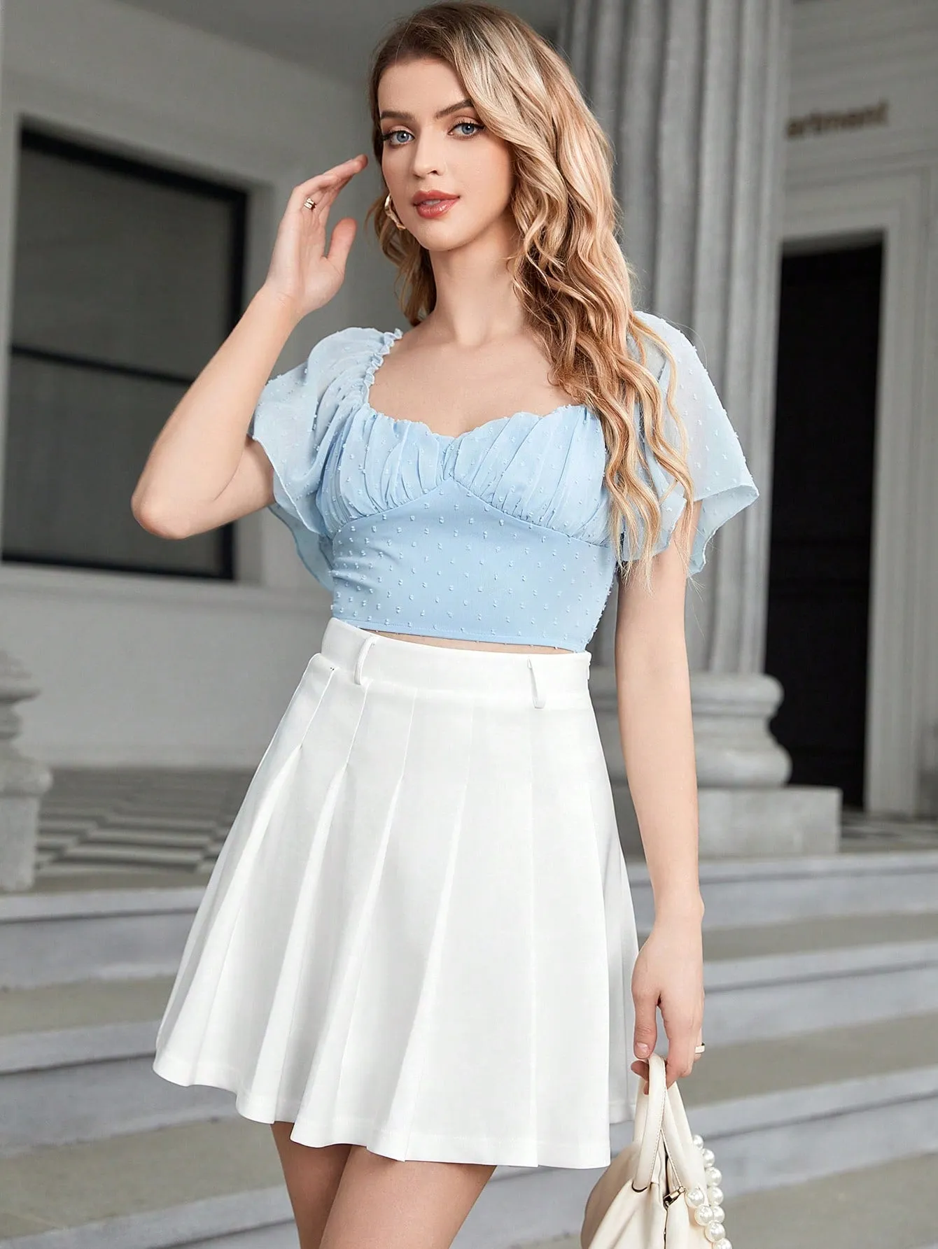Solid Pleated Skirt