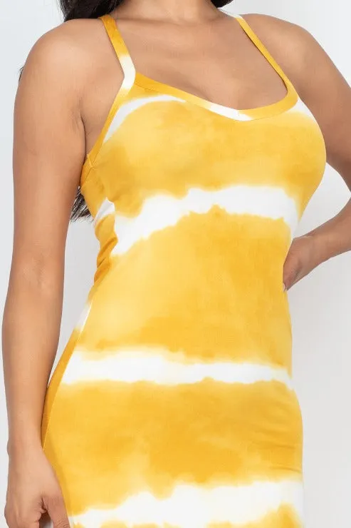 Stripe Tie-Dye Printed Maxi Dress