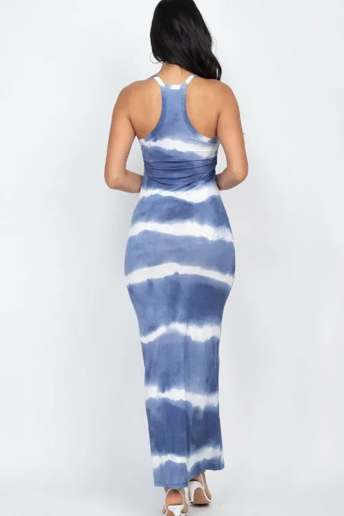 Stripe Tie-Dye Printed Maxi Dress
