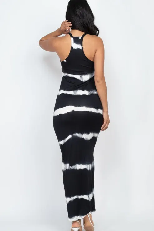 Stripe Tie-Dye Printed Maxi Dress