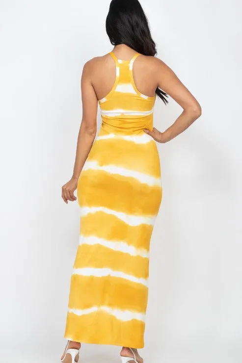 Stripe Tie-Dye Printed Maxi Dress