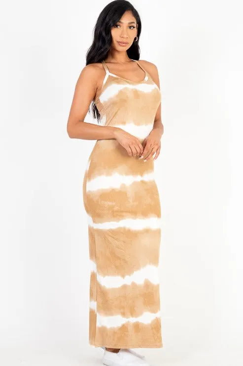 Stripe Tie-Dye Printed Maxi Dress