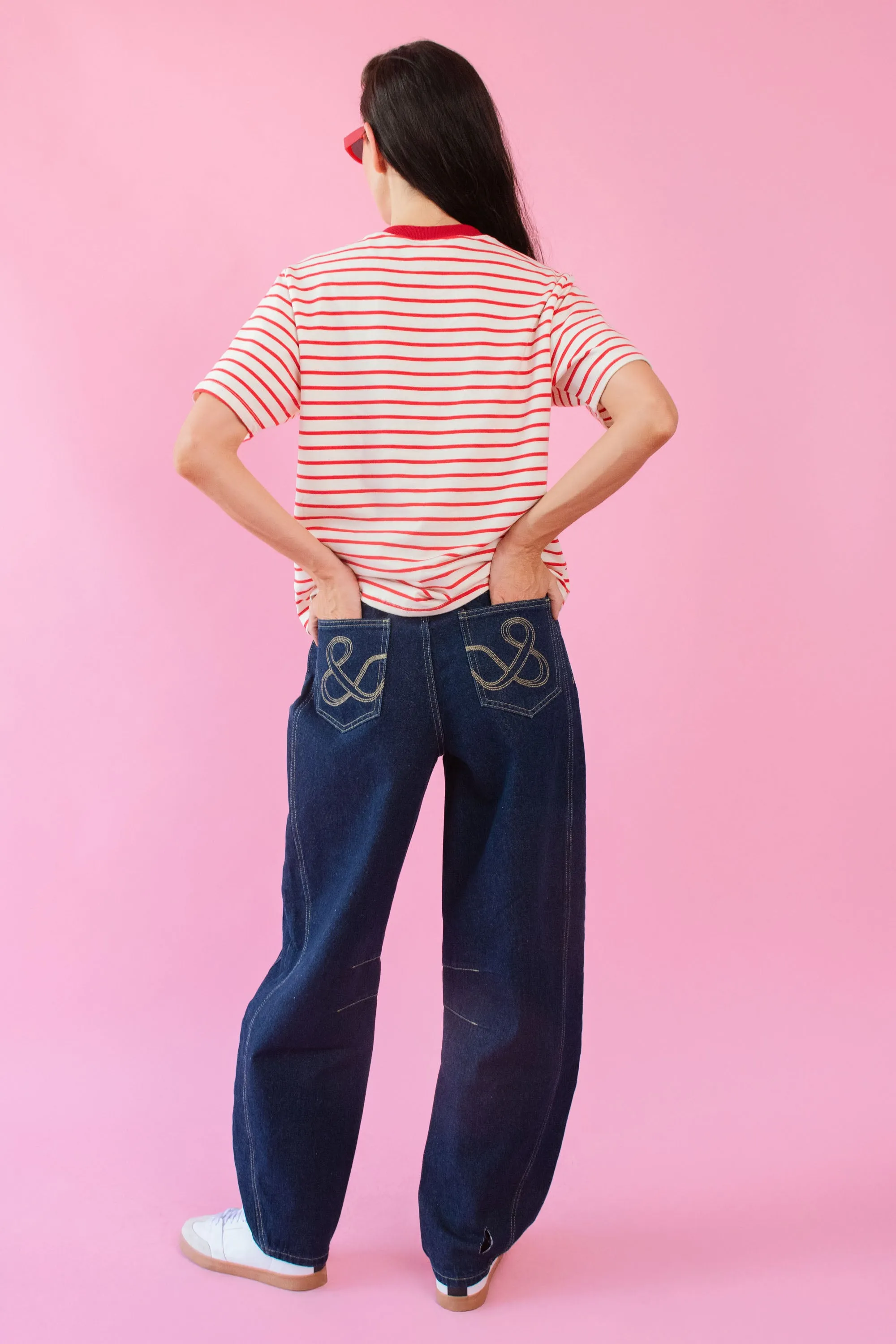 Striped Tee with Embroidered Strawberry