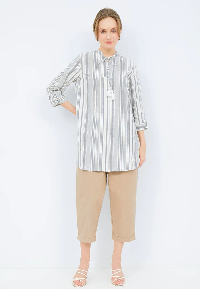Striped Tunic with Tassel Details