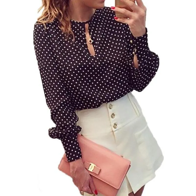 Summer Chiffon Polka Dot Casual Long Sleeve Shirt