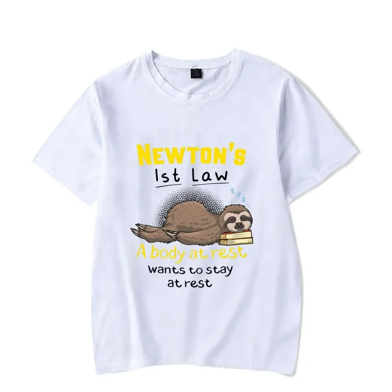 Summer Outfits Men Streetwear Funny Physics Joke Sloth 3D Print T-shirt Clothes Black Male T-shirts  Mens Unisex T Shirt