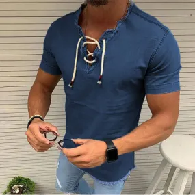 Tassel Elastic Men's Denim Shirt Men's