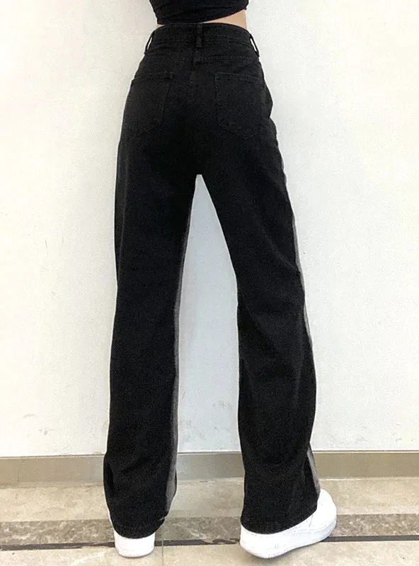 TastyHottie - COLOR HIGH WAIST WIDE LEG DENIM PANTS