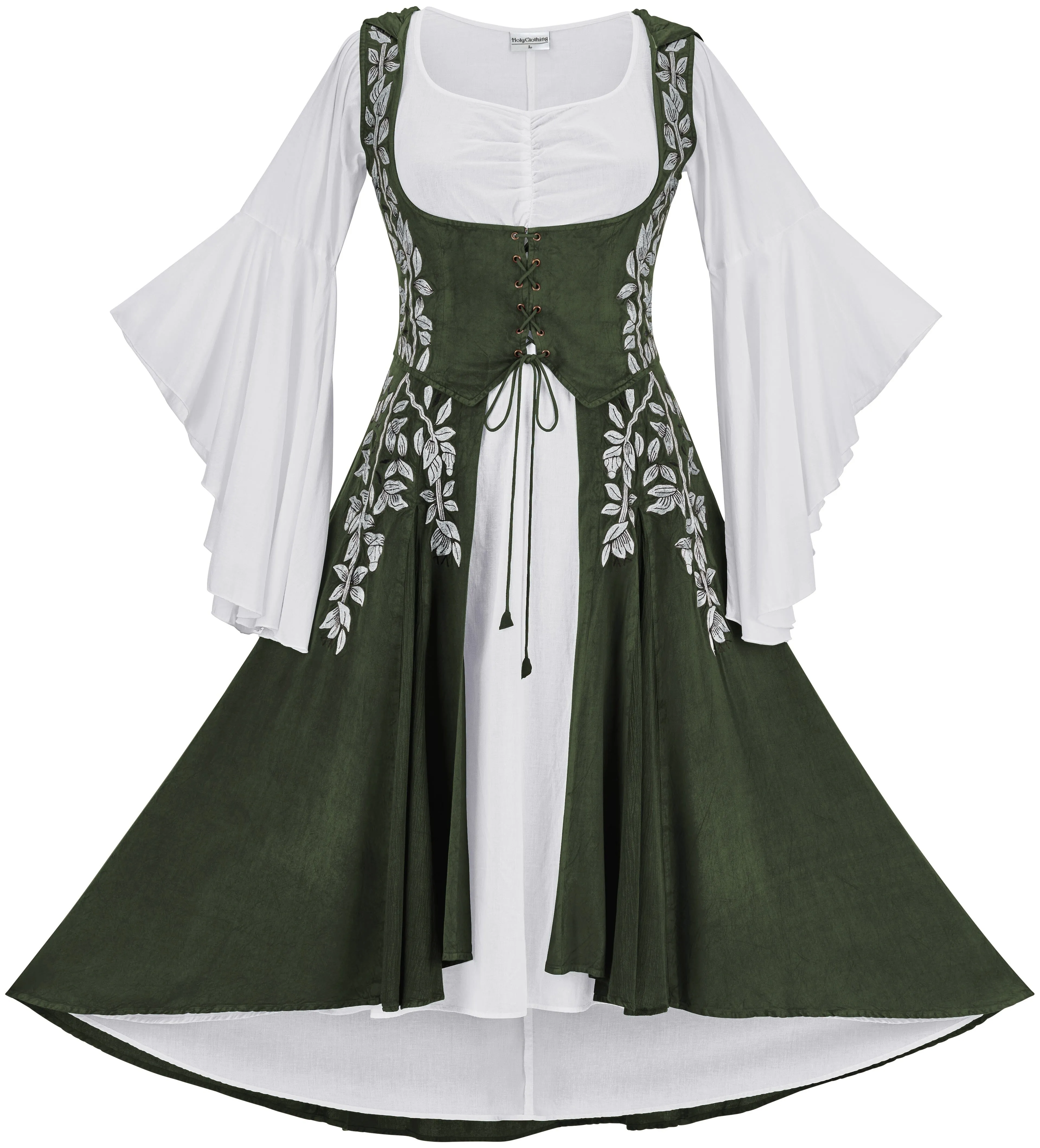 Tauriel Maxi Set Limited Edition Moss Green Silver Embroidery