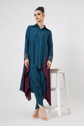 Teal Embellished Tunic & Pants Co-Ord Set