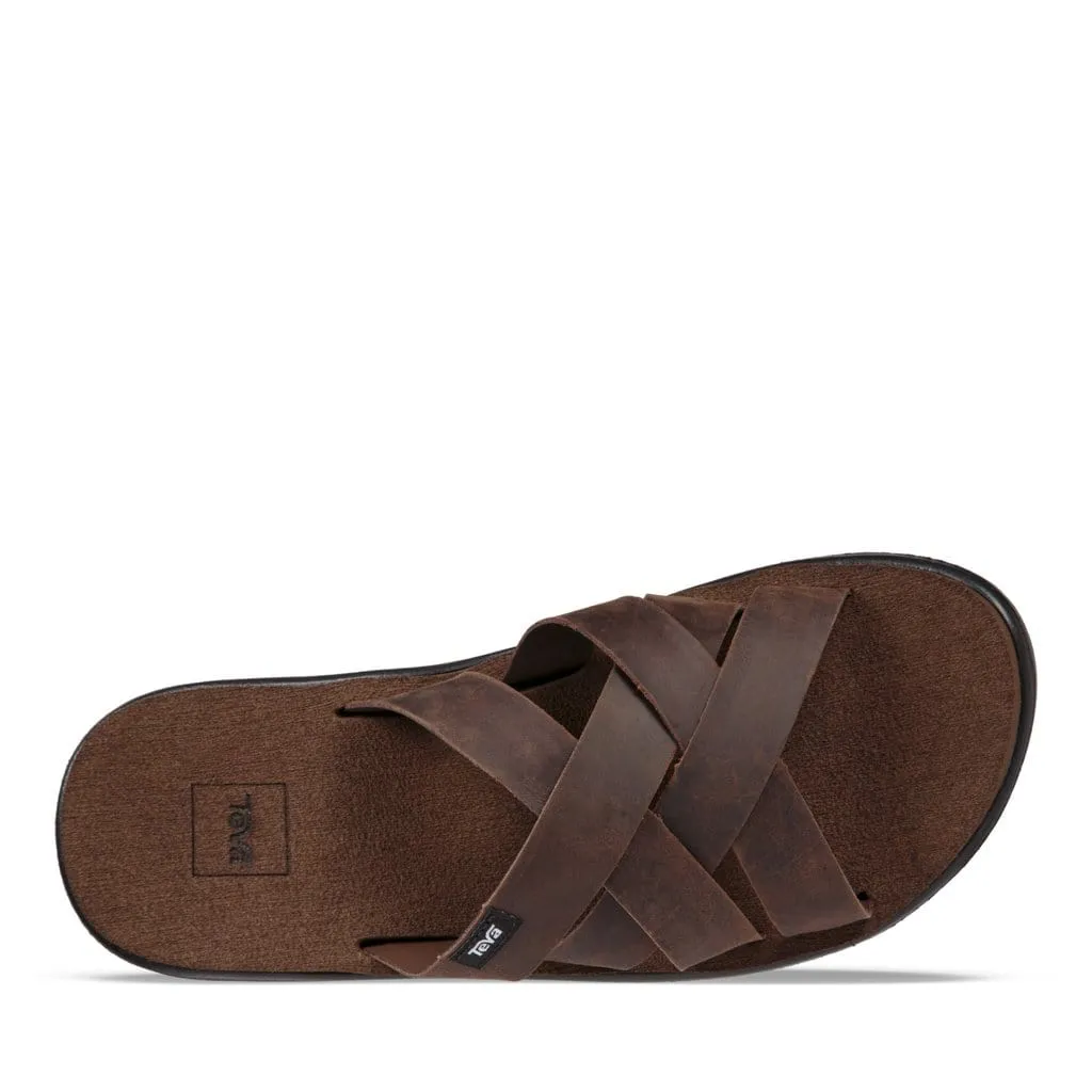 Teva Men's Voya Leather Slides- Carafe