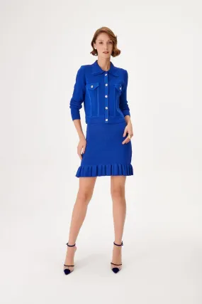 Textured Mini Knit Skirt with Ruffled Hemline