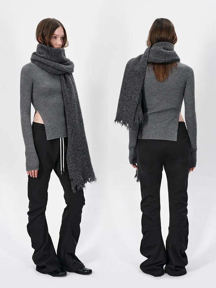 The Slit Ribbed Wool Top