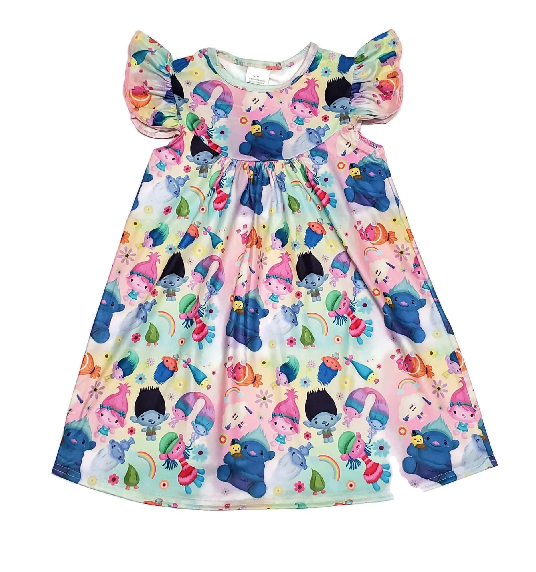 Trolls Inspired Milk Silk Flutter Dress