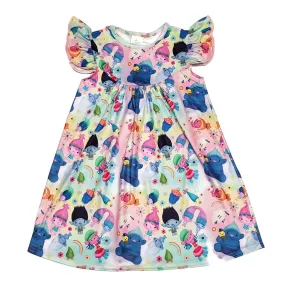 Trolls Inspired Milk Silk Flutter Dress